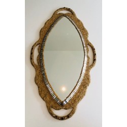Grand Miroir en Papier Maché, Incrustations et Marqueterie de Miroirs