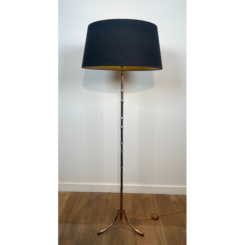 Lampadaire de Parquet en Bronze Façon Faux-Bambou de la Maison Baguès