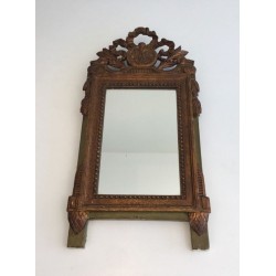 Miroir de Style Louis XVI en Bois Patiné et Doré