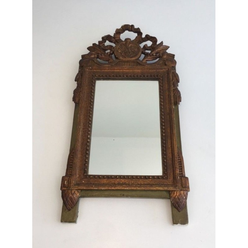 Louis the 16th Style Gilt and Painted Wood Mirror