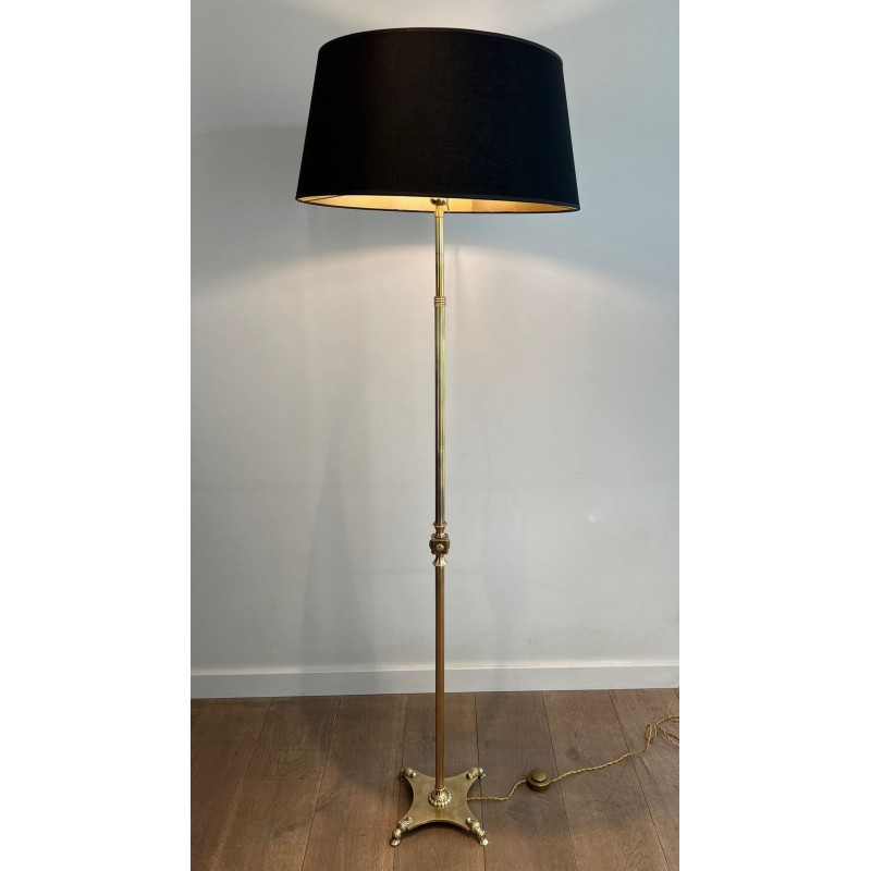 Lampadaire de Parquet de Style Néoclassique en Laiton à Pieds Griffes de la Maison Jansen