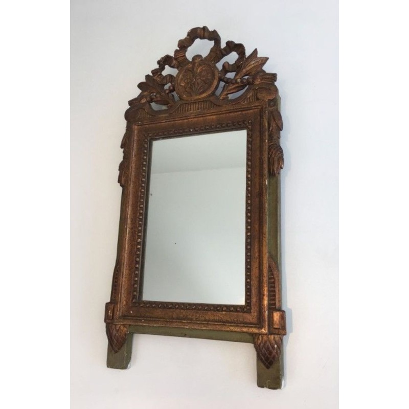 Miroir de Style Louis XVI en Bois Patiné et Doré