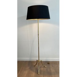 Brass Neoclassical Floor Lamp with Tripod Base and Claw Feet, Maison Jansen, circa 1940