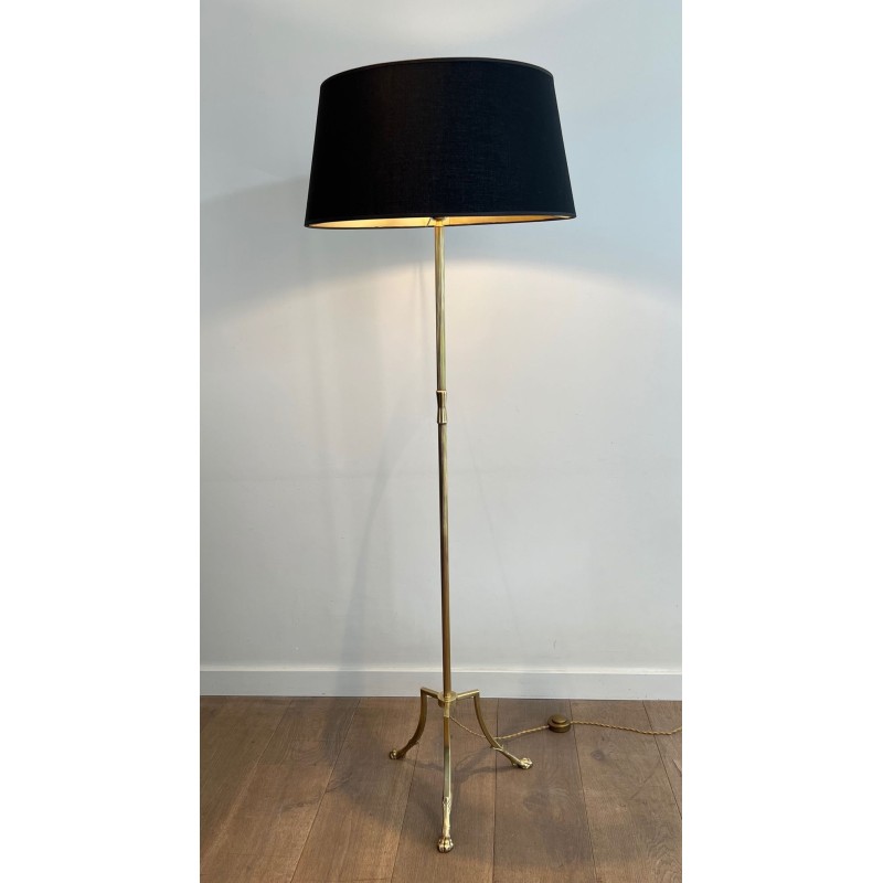 Lampadaire Néoclassique en Laiton à Piètement Tripode et Pieds Griffes, Maison Jansen, vers 1940