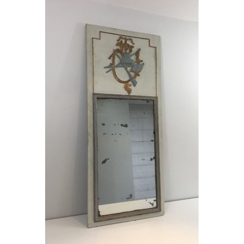 Miroir de Style Louis XVI en bois Sculpté Patiné