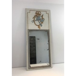 Louis XVI Style Carved Wood Painted Trumeau Mirror