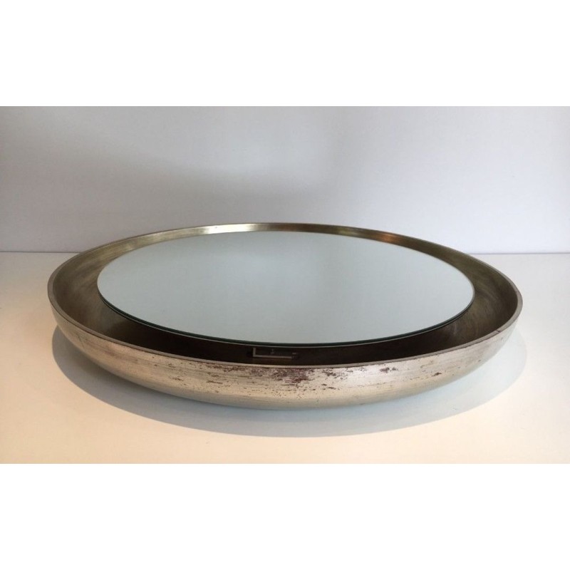 Silver Curved Wood Mirror