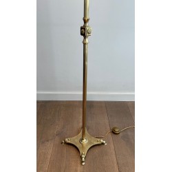 Neoclassical Brass Floor Lamp with Claw Feet, Maison Jansen, circa 1940