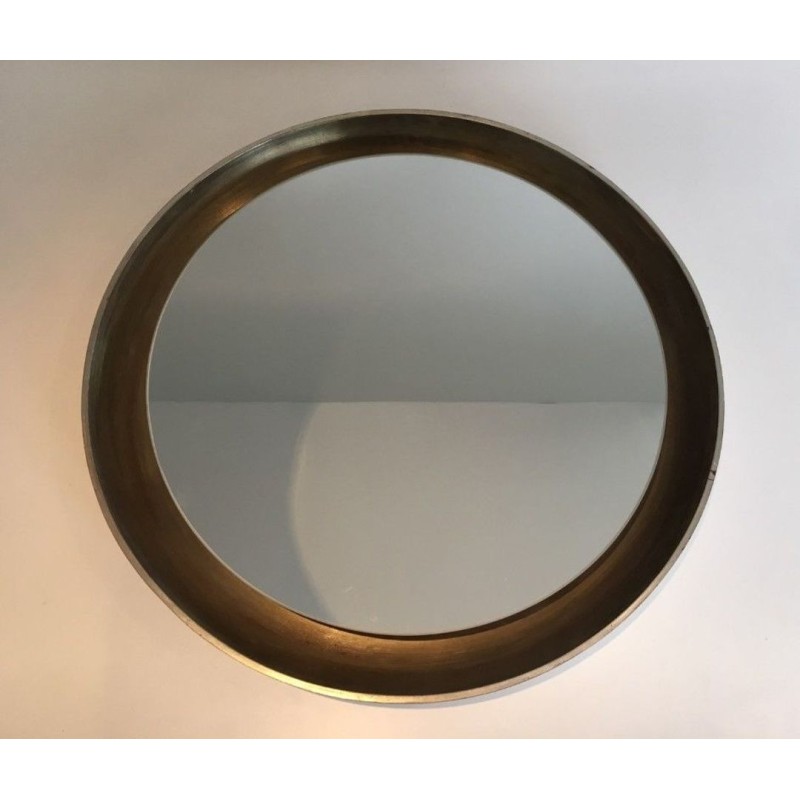 Silver Curved Wood Mirror
