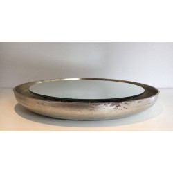 Silver Curved Wood Mirror