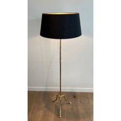 Lampadaire de Parquet en Laiton et Piètement Tripode à Pieds Griffes de la Maison Jansen