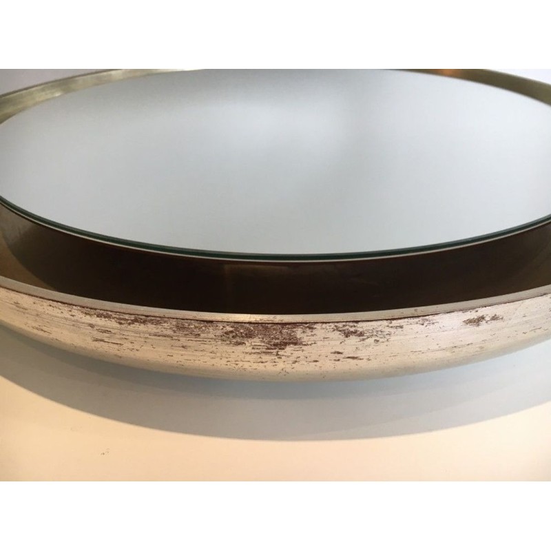 Miroir Argenté en Bois Incurvé