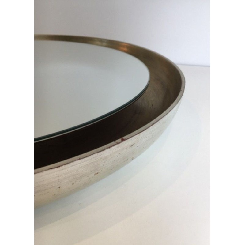 Miroir Argenté en Bois Incurvé