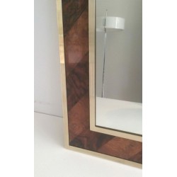 Wood Marquetry and Brass Mirror