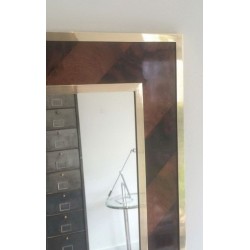 Wood Marquetry and Brass Mirror