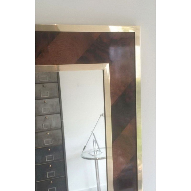 Miroir en Marqueterie de Bois et Laiton