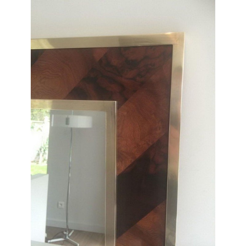 Miroir en Marqueterie de Bois et Laiton