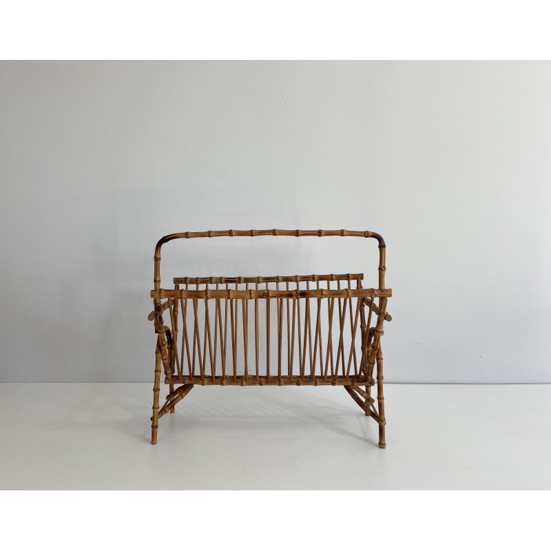 Faux-Bamboo Rattan Magazine Rack