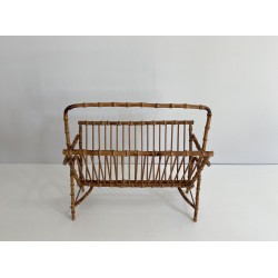 Faux-Bamboo Rattan Magazine Rack