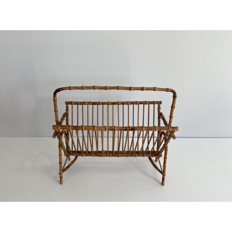 Faux-Bamboo Rattan Magazine Rack