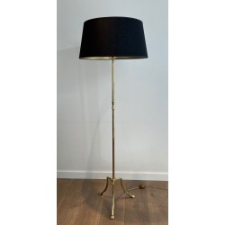 Lampadaire de Parquet en Laiton et Piètement Tripode à Pieds Griffes de la Maison Jansen