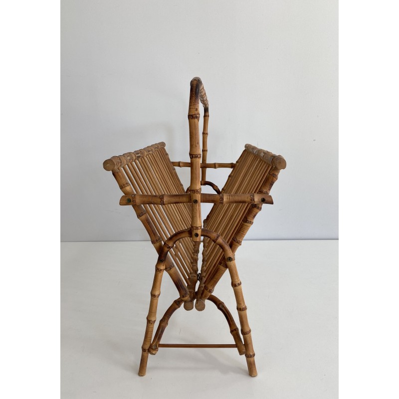 Faux-Bamboo Rattan Magazine Rack