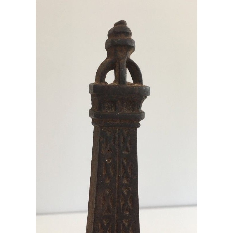 Very Rare Eiffel Tower Cast Iron Andirons
