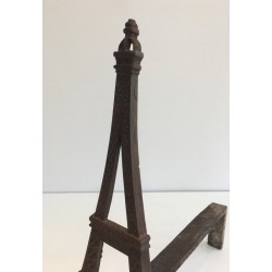 Rare Paire de Chenets Tour Eiffel en Fonte