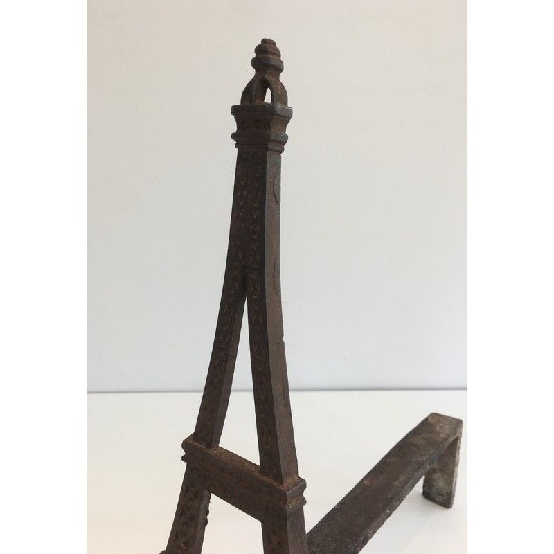 Very Rare Eiffel Tower Cast Iron Andirons
