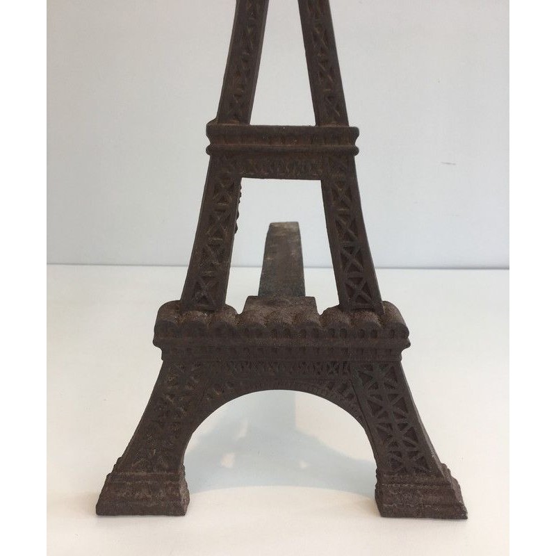 Rare Paire de Chenets Tour Eiffel en Fonte