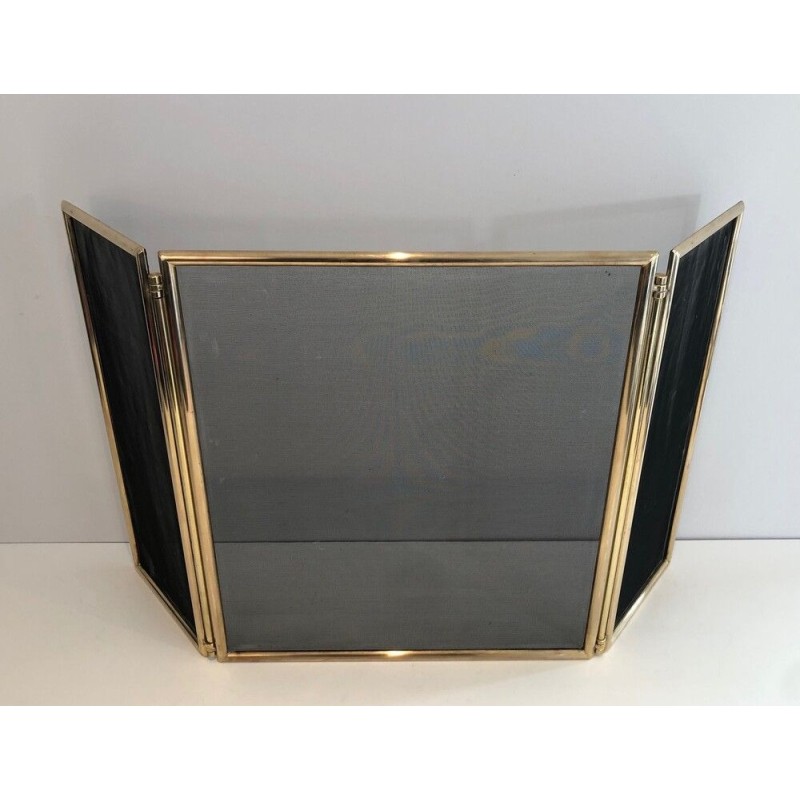 Brass and Wire Mesh Folding Fireplace Screen
