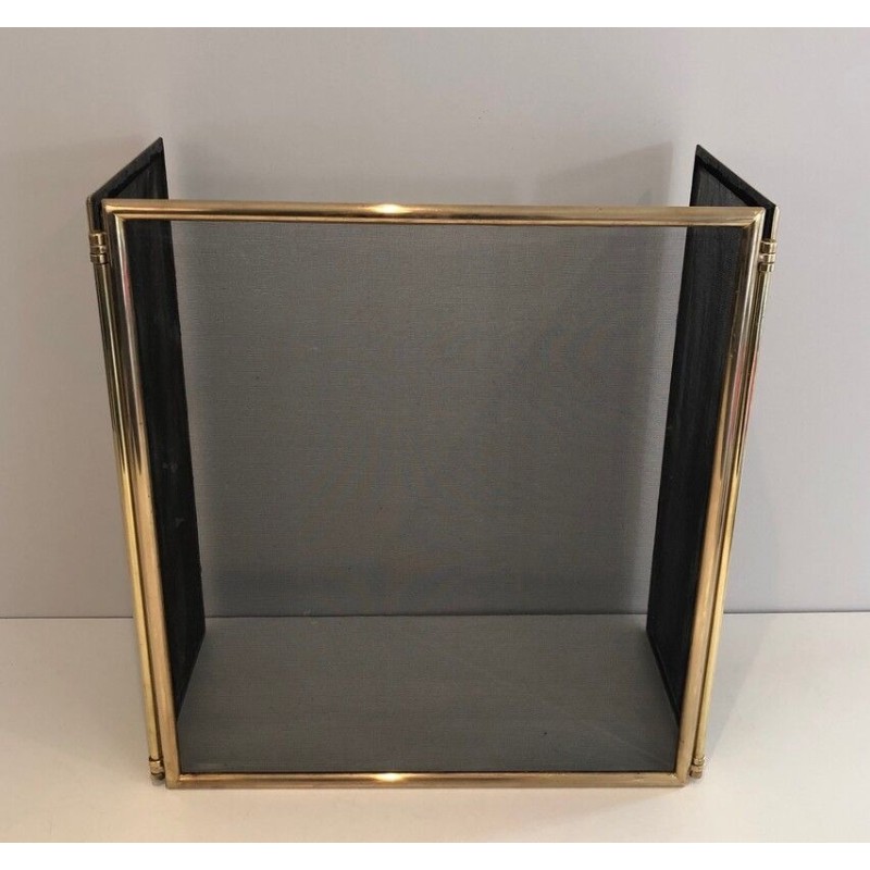 Brass and Wire Mesh Folding Fireplace Screen