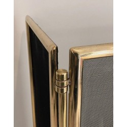 Brass and Wire Mesh Folding Fireplace Screen