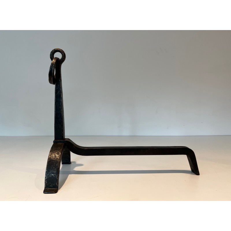 Pair of Wrought Iron Andirons in the style of Jacques Adnet