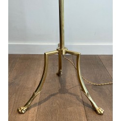 Lampadaire Néoclassique en Laiton à Piètement Tripode et Pieds Griffes, Maison Jansen, vers 1940