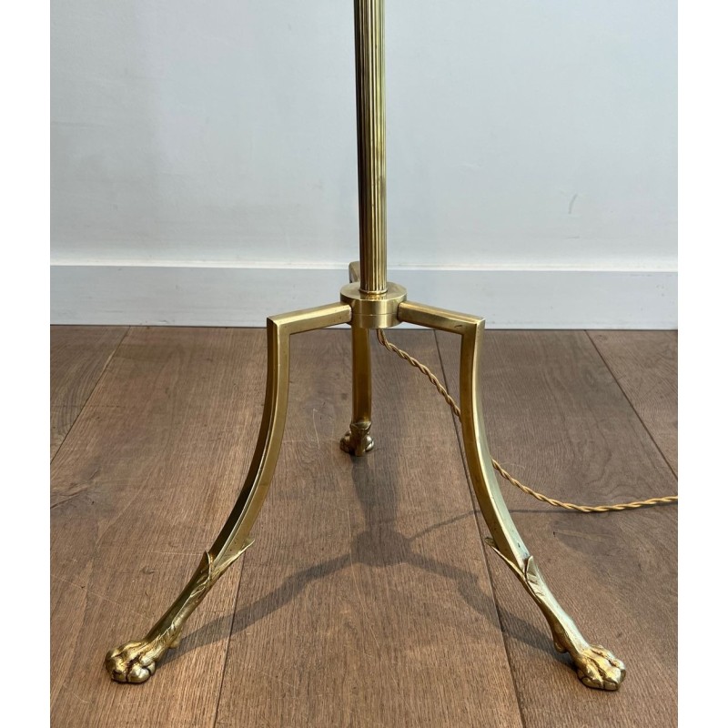 Lampadaire Néoclassique en Laiton à Piètement Tripode et Pieds Griffes, Maison Jansen, vers 1940