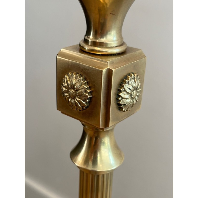Lampadaire Néoclassique en Laiton à Pieds Griffes, Maison Jansen, vers 1940