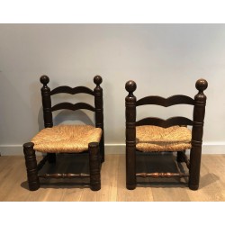 Paire de Chaises Brutalistes par Charles Dudouyt