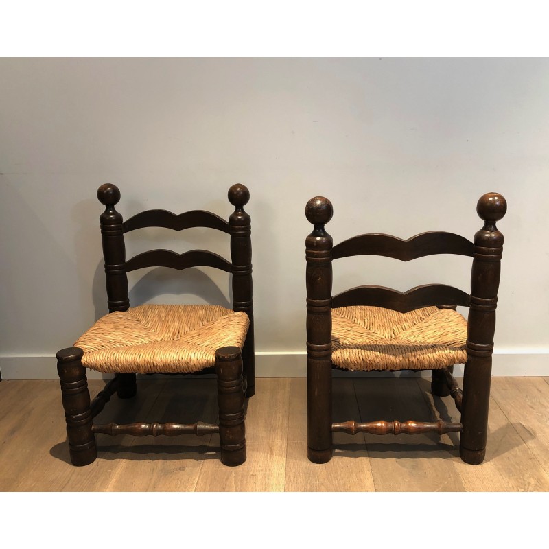 Paire de Chaises Brutalistes par Charles Dudouyt