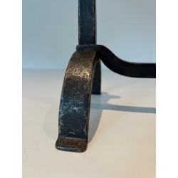 Paire de Chenets en Fer Forgé dans le Goût de Jacques Adnet