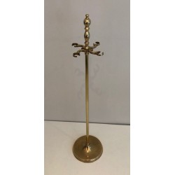 Nécessaire de Feu Néoclassique en Laiton sur Portoir, Travail Français, vers 1970