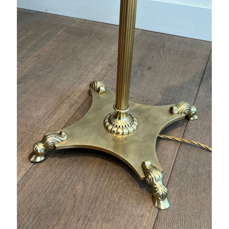 Neoclassical Brass Floor Lamp with Claw Feet, Maison Jansen, circa 1940