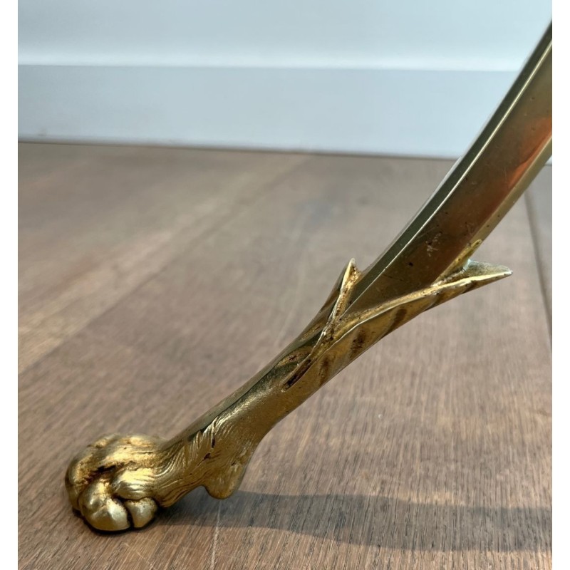 Brass Neoclassical Floor Lamp with Tripod Base and Claw Feet, Maison Jansen, circa 1940