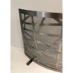 Brushed Steel Design Fireplace Screen, French Work, circa 1970