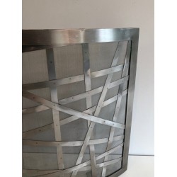 Pare-Feu Design en Acier Brossé, Travail Français, vers 1970