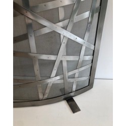 Pare-Feu Design en Acier Brossé, Travail Français, vers 1970