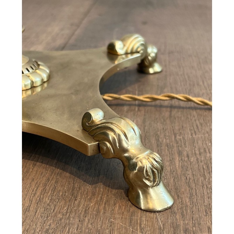 Neoclassical Brass Floor Lamp with Claw Feet, Maison Jansen, circa 1940