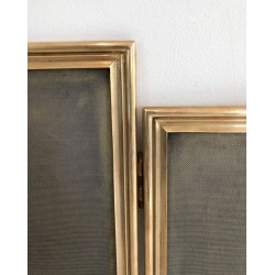 Brass and Wire Mesh Folding Fireplace Screen, French Work, circa 1970