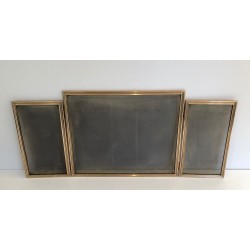 Brass and Wire Mesh Folding Fireplace Screen, French Work, circa 1970