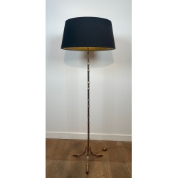 Lampadaire en Bronze Faux-Bambou, Maison Baguès, Art Déco, vers 1940